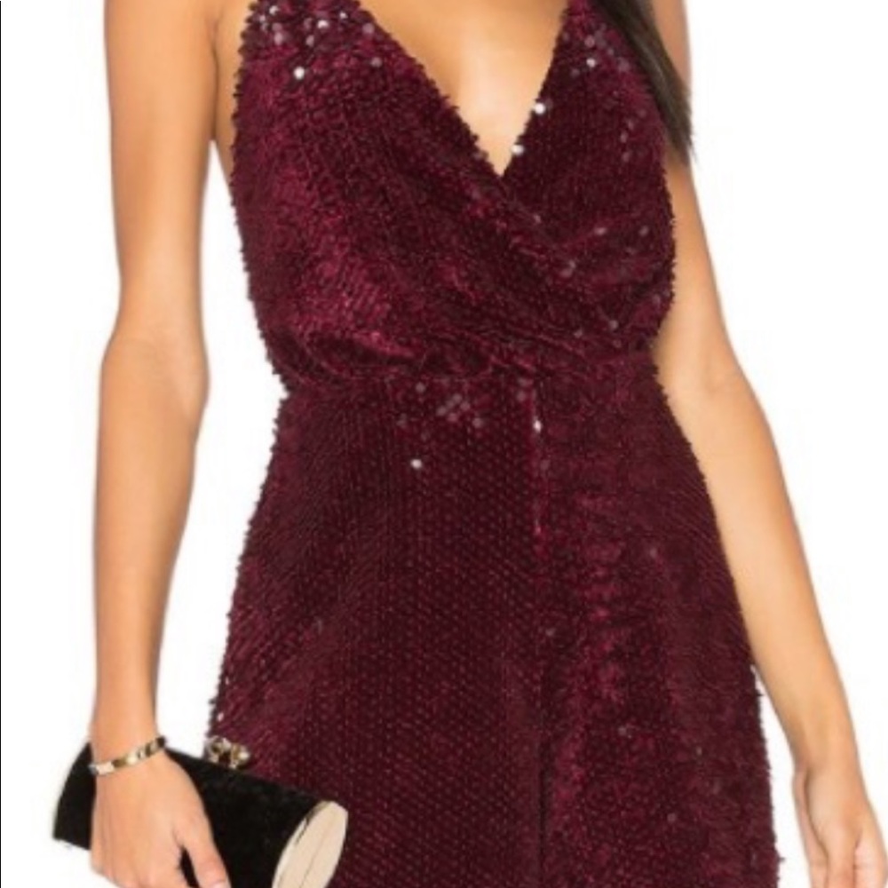 Kendall & Kylie Velvet red sequin romper